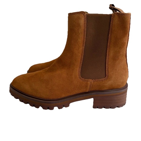 Quince Suede Chelsea‎ Boots Cinnamon Lug SoleAnkle Boot Womens 6 New In Box